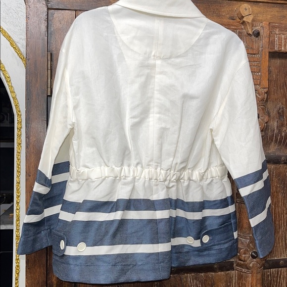 Akris Punto Nautical Navy Peplum Jacket Size 10 - Picture 3 of 13